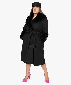 GEMO Manteau femme à ceinturer - Gémo x Lalaa Misaki Noir