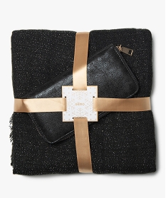 GEMO Ensemble femme écharpe + portefeuille coordonnés à paillettes Noir