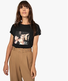 GEMO Tee-shirt femme à manches courtes avec motif E.T. Noir