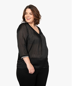 GEMO Blouse femme légèrement transparente et pailletée Noir