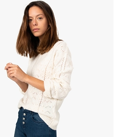 GEMO Pull femme très doux en maille fantaisie devant Beige