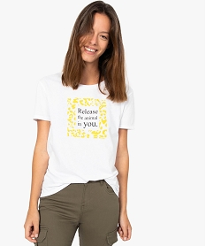 GEMO Tee-shirt femme imprimé  Girl Power Blanc