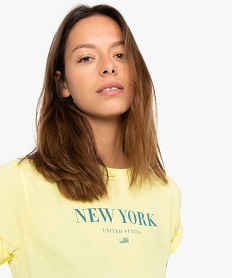 tee-shirt femme colore a inscription poitrine jauneA210301_2