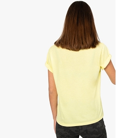 tee-shirt femme colore a inscription poitrine jauneA210301_3