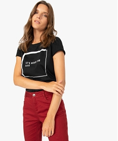 tee-shirt femme avec motif monochrome effet 3d noirA210401_1
