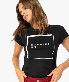 tee-shirt femme avec motif monochrome effet 3d noirA210401_2