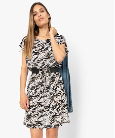 GEMO Robe femme loose à taille élastiquée Imprimé