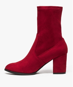 boots femme unis a talon style chaussettes rougeA216201_3