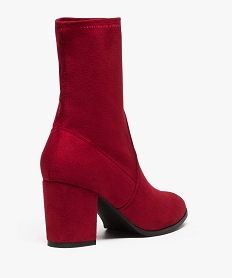 boots femme unis a talon style chaussettes rougeA216201_4