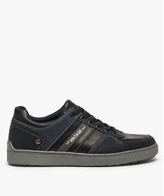 GEMO Baskets homme à lacets avec empiècements multimatières bleu chine