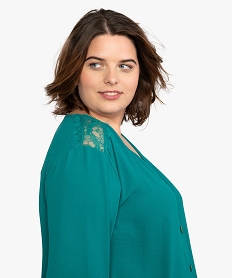 blouse femme grande taille avec boutons sur lavant et epaules en dentelle vertA220601_2