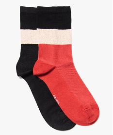 GEMO Chaussettes femme côtelées et pailletées (lot de 2) Noir