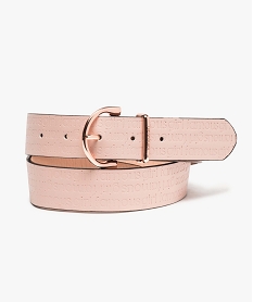 ceinture fille avec inscriptions gravees et boucle metallique rose ceinturesA222701_1