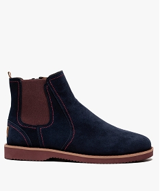 boots homme dessus cuir velours et fermeture zip bleu bottes et bootsA223601_1