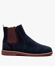 boots homme dessus cuir velours et fermeture zip bleuA223601_1