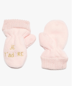 moufles bebe fille en polaire avec motif dore roseA225801_1