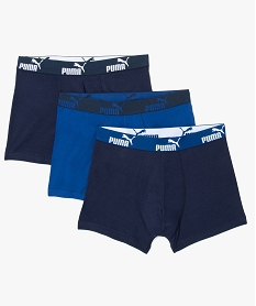 GEMO Boxer homme (lot de 3) uni avec large ceinture griffée - Puma Bleu