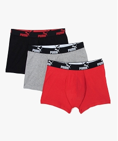 GEMO Boxer homme (lot de 3) uni avec large ceinture griffée - Puma Rouge