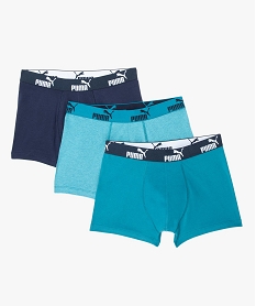 GEMO Boxer homme (lot de 3) uni avec large ceinture griffée - Puma Bleu