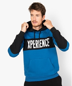 GEMO Sweat homme bicolore à capuche Bleu