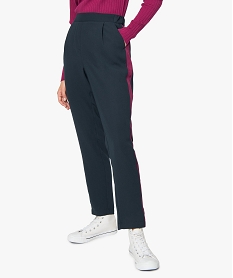 GEMO Pantalon femme large et fluide à bandes colorées Bleu