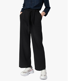 GEMO Pantalon femme large et fluide à taille élastiquée Noir