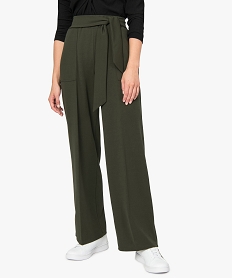GEMO Pantalon femme large et fluide à taille élastiquée kaki standard