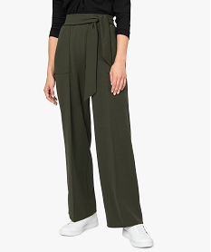 GEMO Pantalon femme large et fluide à taille élastiquée Vert