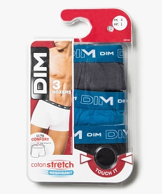 GEMO Boxer homme en coton stretch - Dim (lot de 3) Bleu