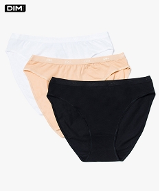 GEMO Slip femme en coton stretch (lot de 3) - Dim blanc standard