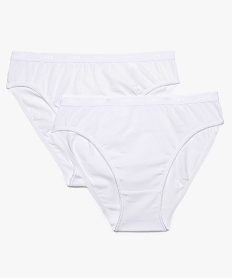 GEMO Slip midi femme en coton extensible (lot de 2) - Dim Blanc