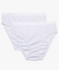 GEMO Slip midi femme en coton côtelé (lot de 2) - Dim Blanc