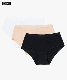 GEMO Boxers unis en coton stretch pour femme (lot de 3) - Dim blanc standard
