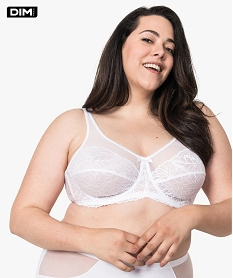 GEMO Soutien-gorge femme en dentelle et tulle - Generous de DIM Blanc