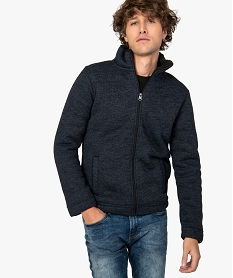 GEMO Gilet homme doublé sherpa à col montant Bleu