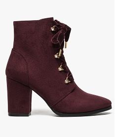 GEMO Boots femme à talon et lacets violet standard
