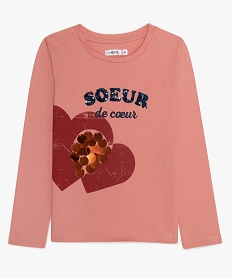 GEMO Tee-shirt fille à manches longues et motifs sequins rose standard
