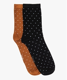 GEMO Chaussettes femme à pois (lot de 2) Orange