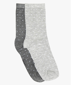 GEMO Chaussettes femme à pois (lot de 2) Gris