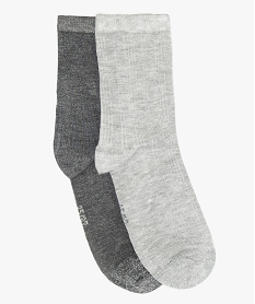 chaussettes femme cotelees a bout paillete (lot de 2) gris chaussettesA280301_1
