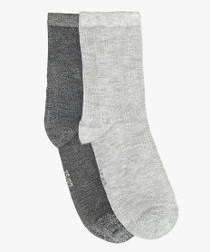 GEMO Chaussettes femme côtelées à bout pailleté (lot de 2) Gris