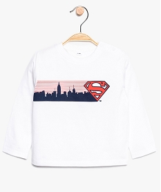 GEMO Tee-shirt bébé garçon à manches longues imprimé Superman Blanc