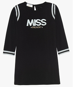 GEMO Robe fille forme trapèze avec inscription pailletée Noir