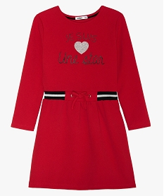 robe fille a manches longues avec inscription et motif coeur rougeA283501_1