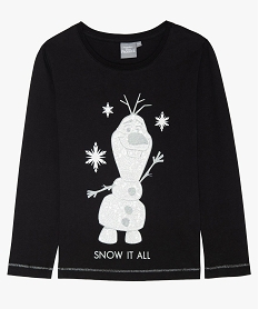 GEMO Tee-shirt fille avec motif pailleté - La Reine des Neiges Noir