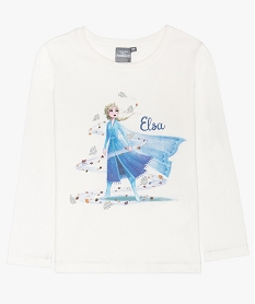 GEMO Tee-shirt fille avec motif pailleté - La Reine des Neiges blanc vif