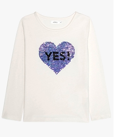 GEMO Tee-shirt fille à motif en sequins réversibles brillants Jaune