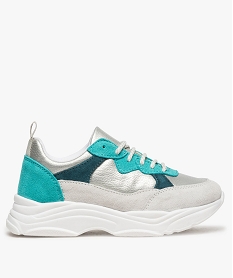 GEMO Baskets filles colorées à lacets et semelle extra large Bleu