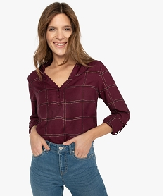 GEMO Blouse femme à carreaux et fil lurex Rouge