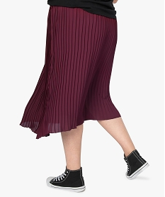 jupe femme plissee avec ceinture elastiquee sur larriere violetA286801_3